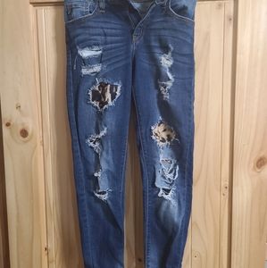 Kancan leopard distressed jeans
